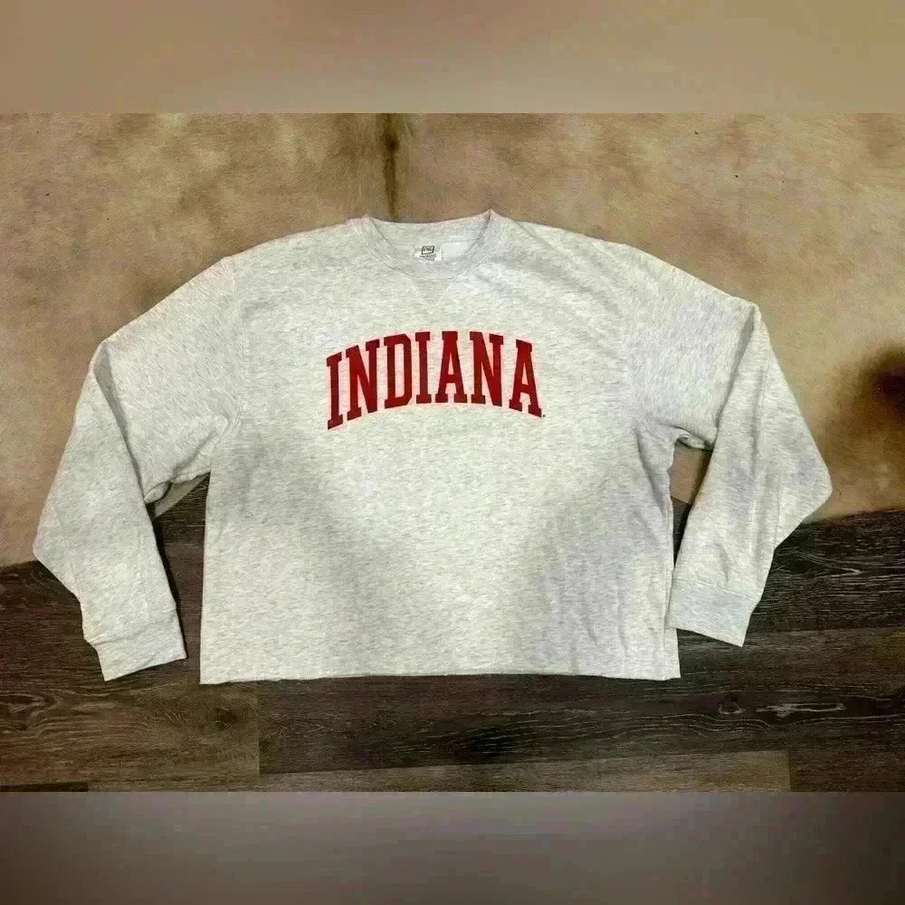 Indiana Hoosiers Women Small Hoosiers Gray Crop Crewneck Sweatshirt Proedge XL